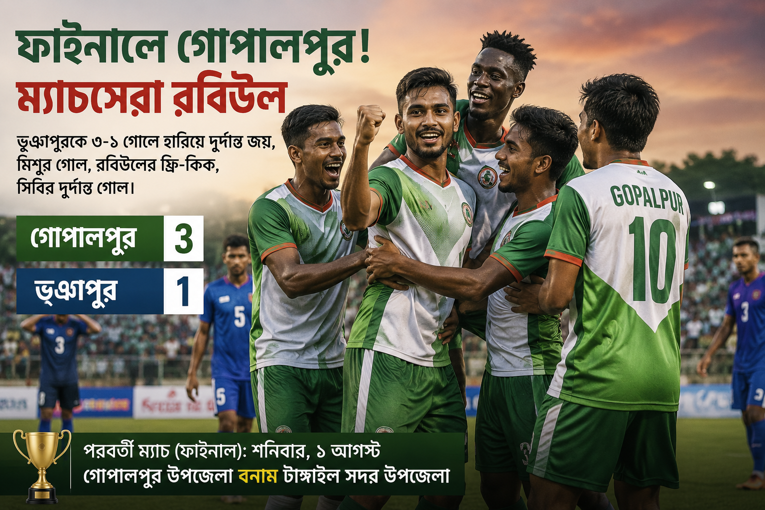 ফাইনালে গোপালপুর ম্যাচসেরা রবিউল ইসলাম!