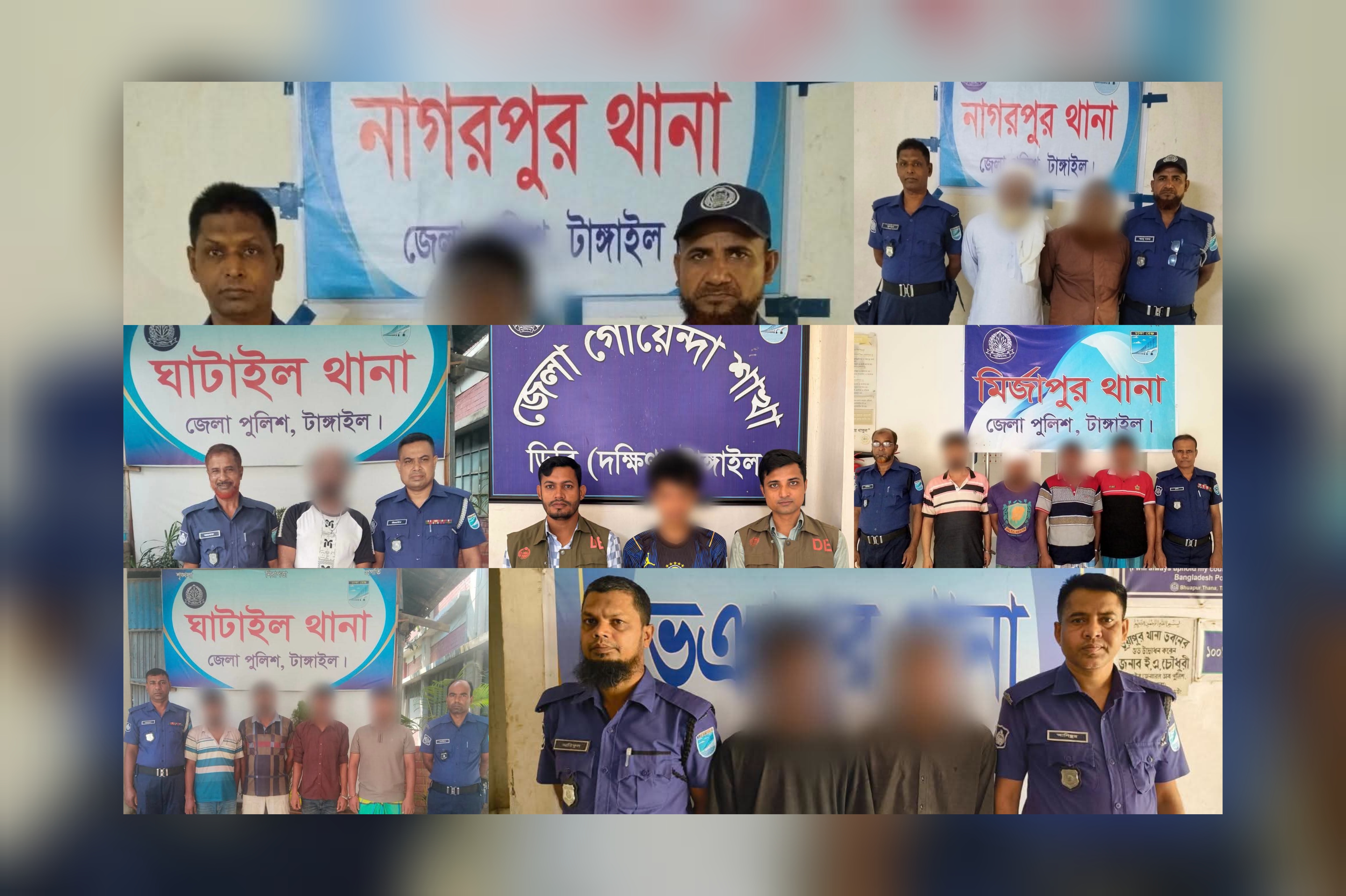 টাঙ্গাইলে পুলিশের অভিযানে মাদক উদ্ধারসহ গ্রেফতার ৫১