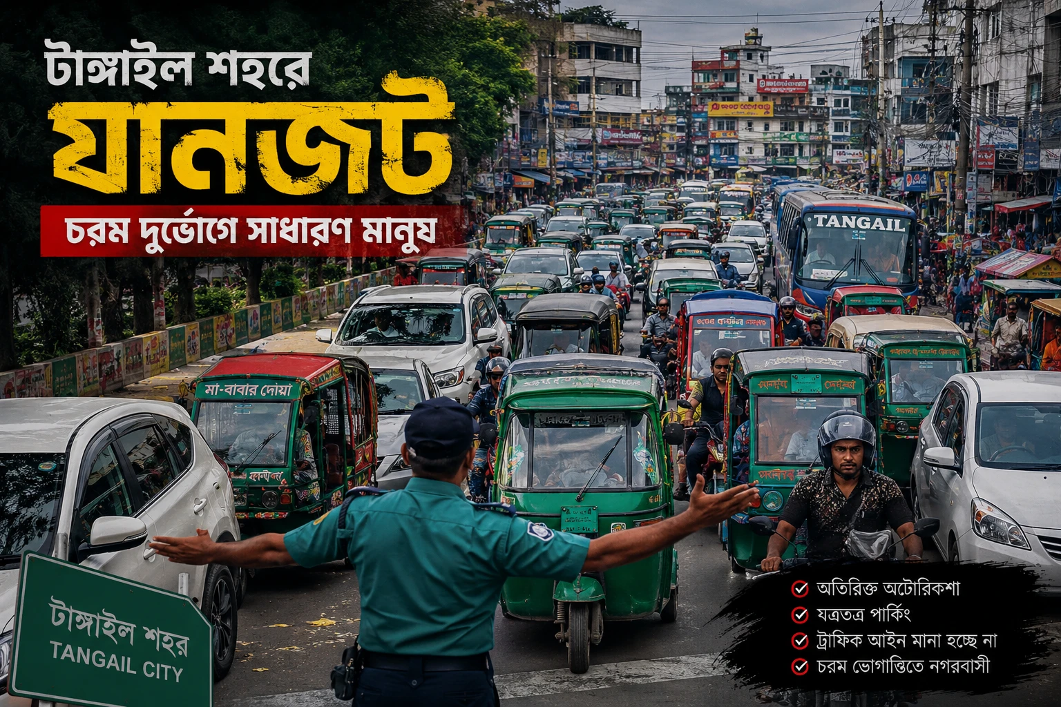 টাঙ্গাইল শহরে ব্যাটারিচালিত অটোরিকশার দাপট -বাড়ছে জনদুর্ভোগ