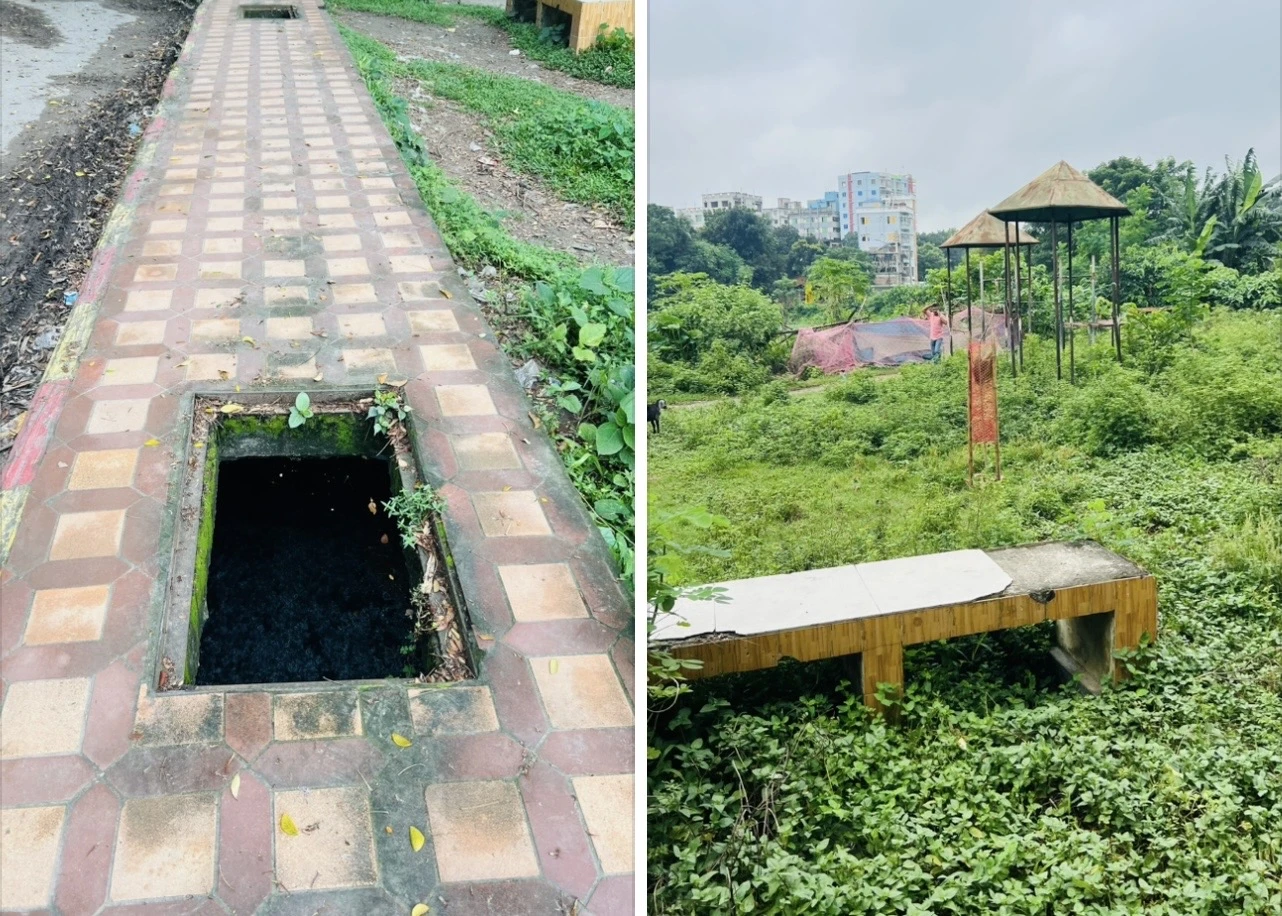 টাঙ্গাইল জেলা পরিষদের সামনের লেকের পাড় অবহেলিত ও ঝুঁকিপূর্ণ: যেকোনো সময় বড় দুর্ঘটনার আশঙ্কা।